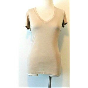 NWT Chan Luu Top V-neck Tan Jersey Knit SZ Small S